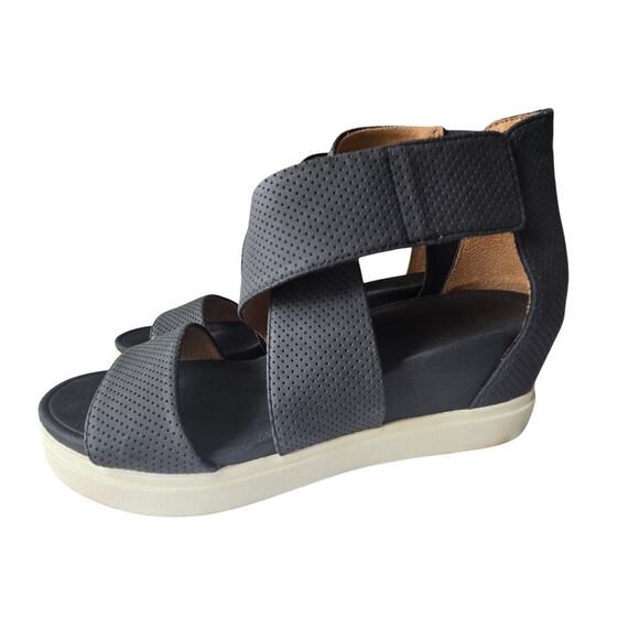 Dr. Scholl's Women's Sheena Strappy Black Criss-Cross Wedge Sandal US 9M - Picture 2 of 8